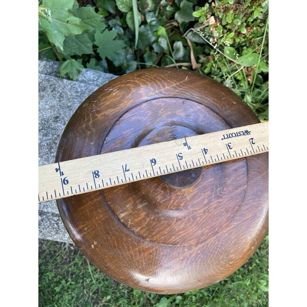 Vintage Farmhouse Wooden Firkin Barrel Ice Bucket w/ Brass Band & Bowl Liner - Picture 9 of 9
